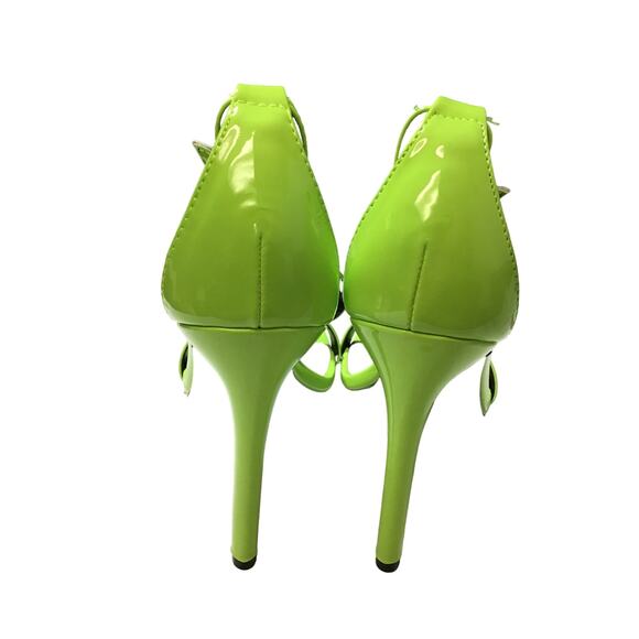 ANNE MICHELLE 8.5 neon green endless-53 strappy ankle tie stiletto heels NIB R2 - Picture 6 of 8